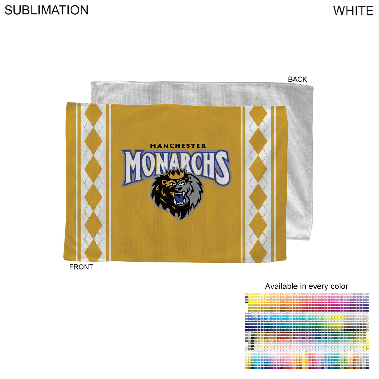 Colored Sublimated Rally, Skate Towels with Jersey stripes, 12x18 Sublimated Edge to Edge 1 side