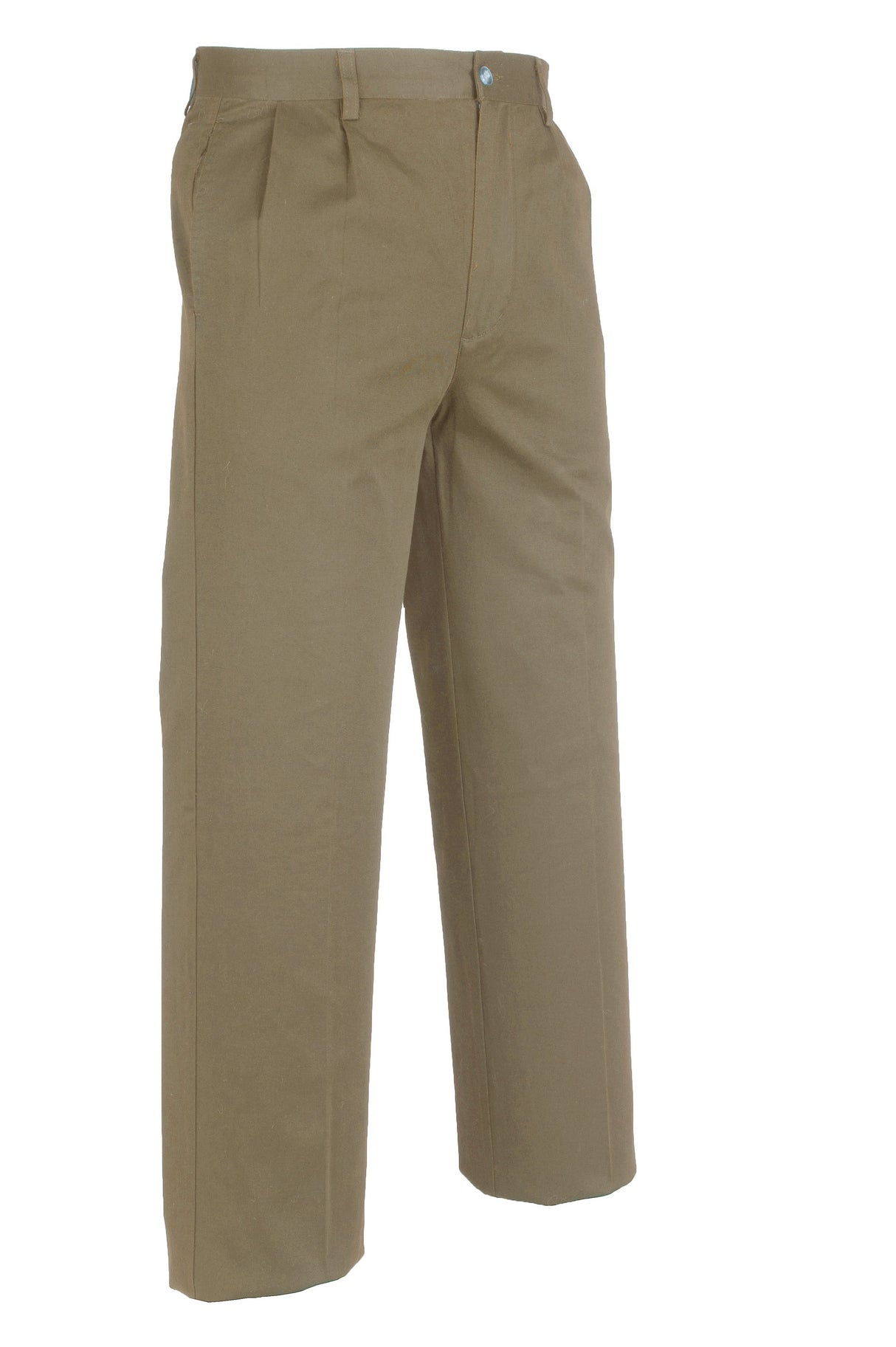 100% Cotton Brush Twill Wrinkle Free Pleated Pants (Khaki) 26-44