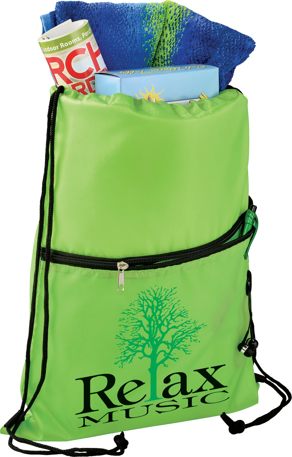 Insulated Zippered Drawstring Bag