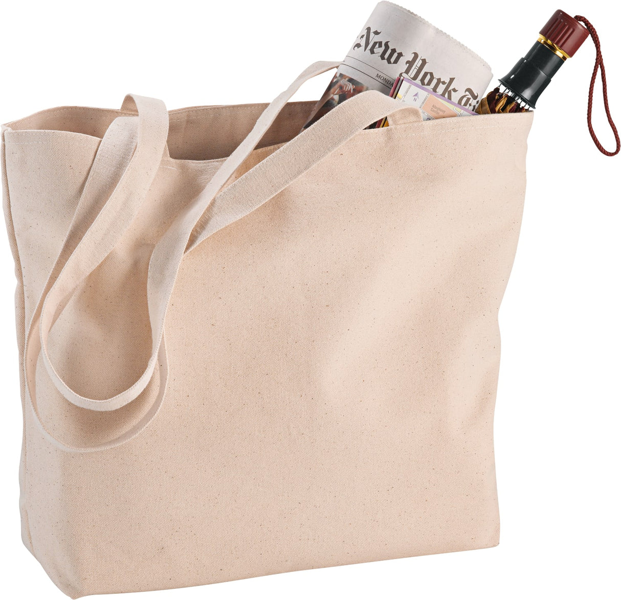0003111 Zippered 12oz Cotton Canvas Shopper Tote