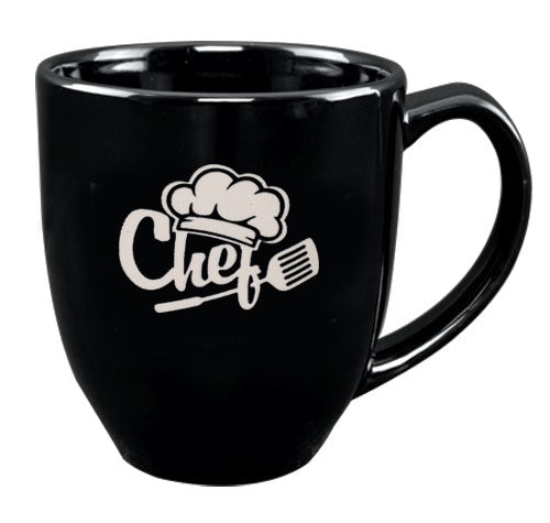 Bistro 16oz black mug - Etched