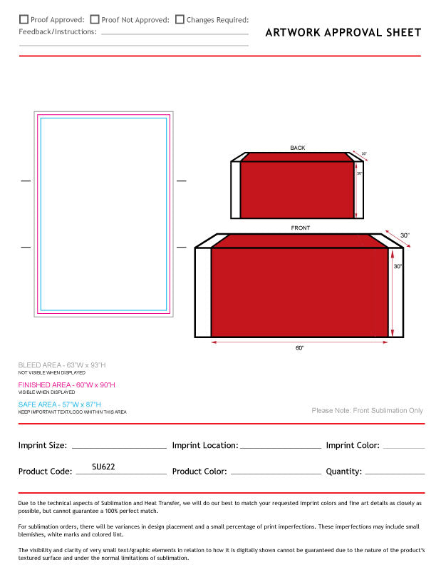 Sublimated Table Runner, 60x90, Covers Front, Top and Back