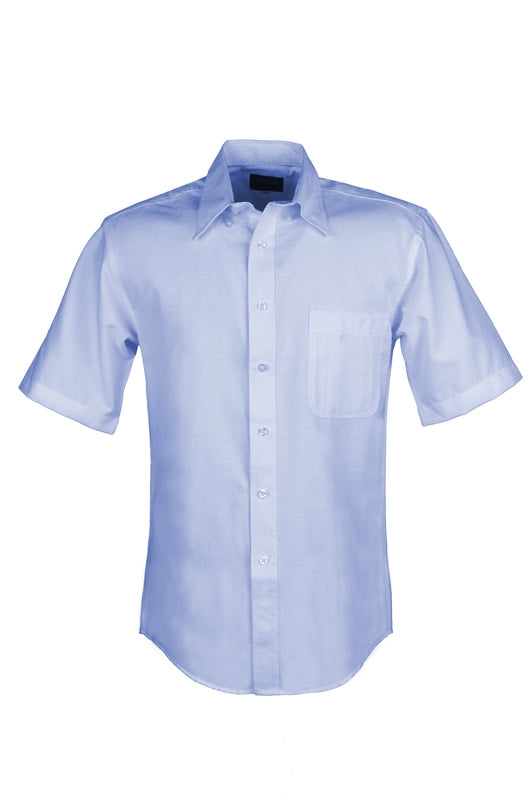Men's 100% Cotton Oxford Short Sleeve Shirt (Blue) (XS-5XL)