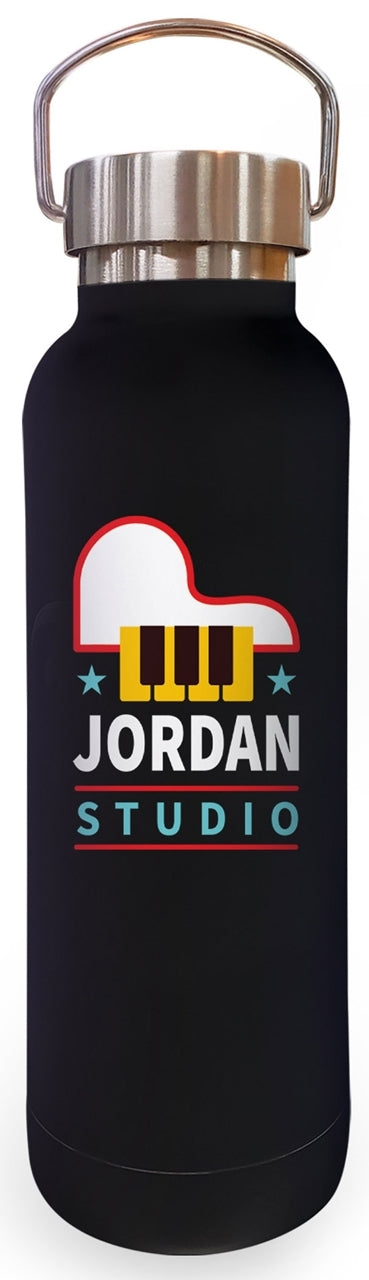 Olympia 17oz stainless steel bottle matte black w/stainless lid - Digital Print