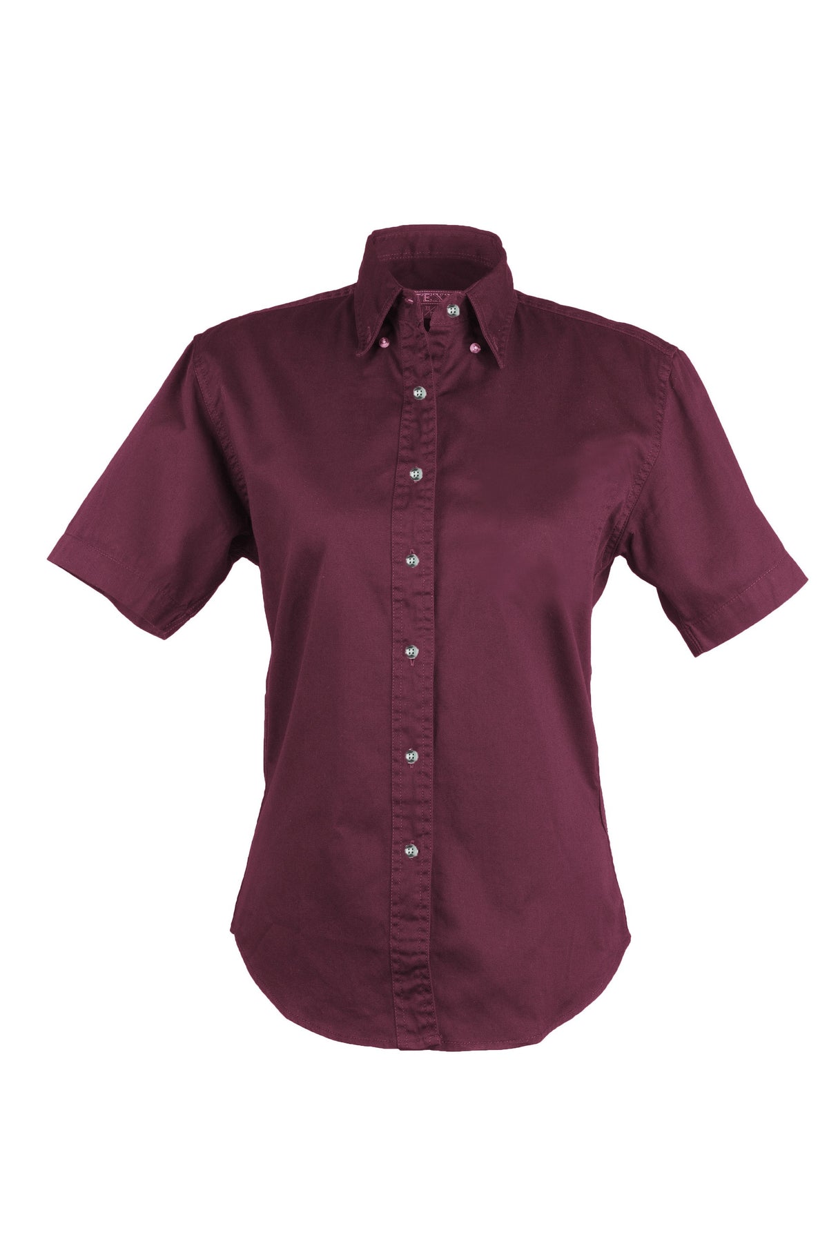 Ladies EASY CARE COTTON BLEND DRESS SHIRTS Short Sleeve(BURGUNDY) (XS-3XL)