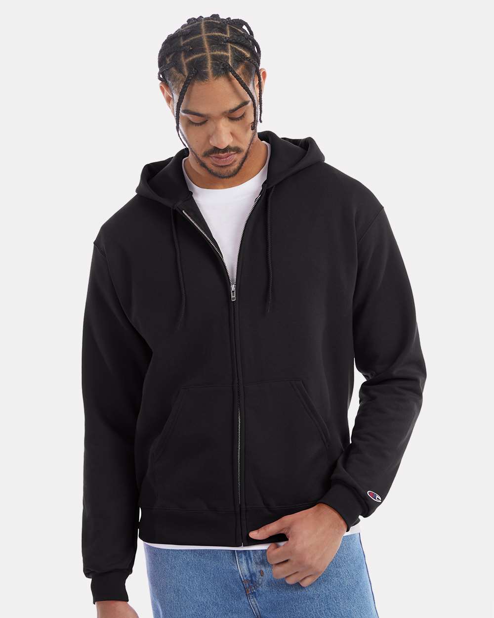 000114 Champion Powerblend Full-Zip Hooded Sweatshirt