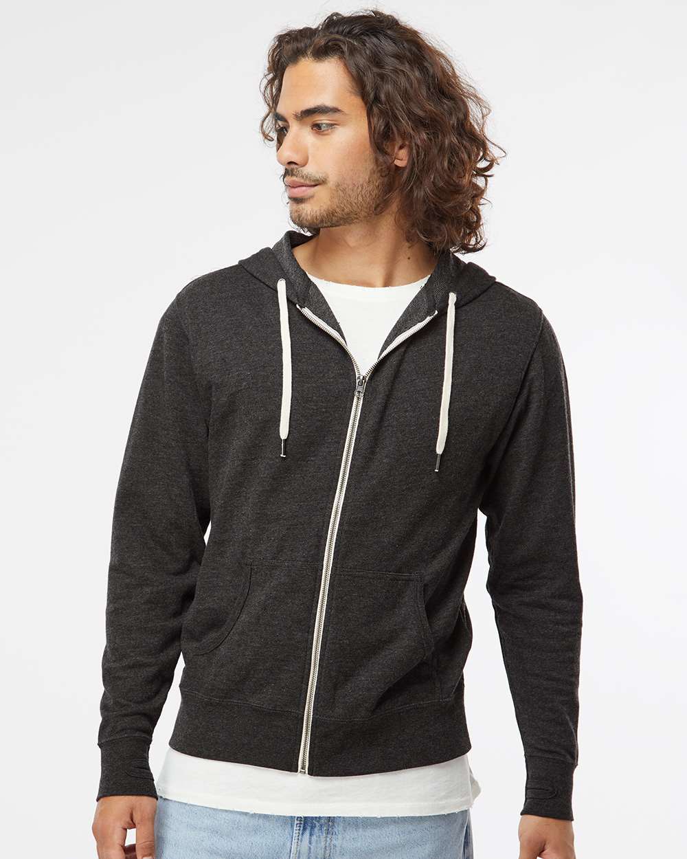Independent Trading Co Icon Unisex Lightweight Loopback Terry Full-Zip Hooded Sweatshirt