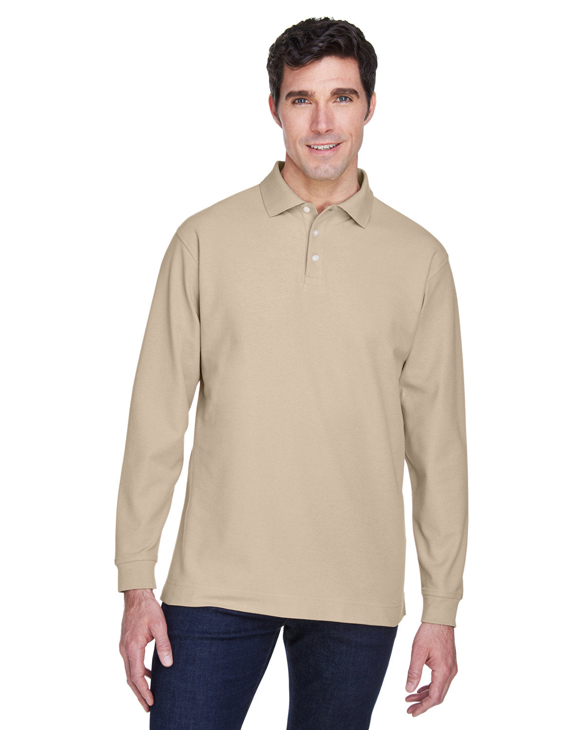 000168 Devon and Jones Men's Pima Piqué Long-Sleeve Polo