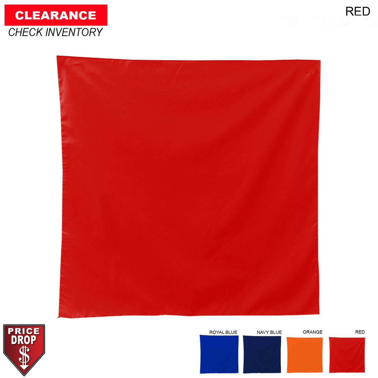 Discounted Square Bandana, 22x22, Blank, Stocked in 4 colors (#1 seller)