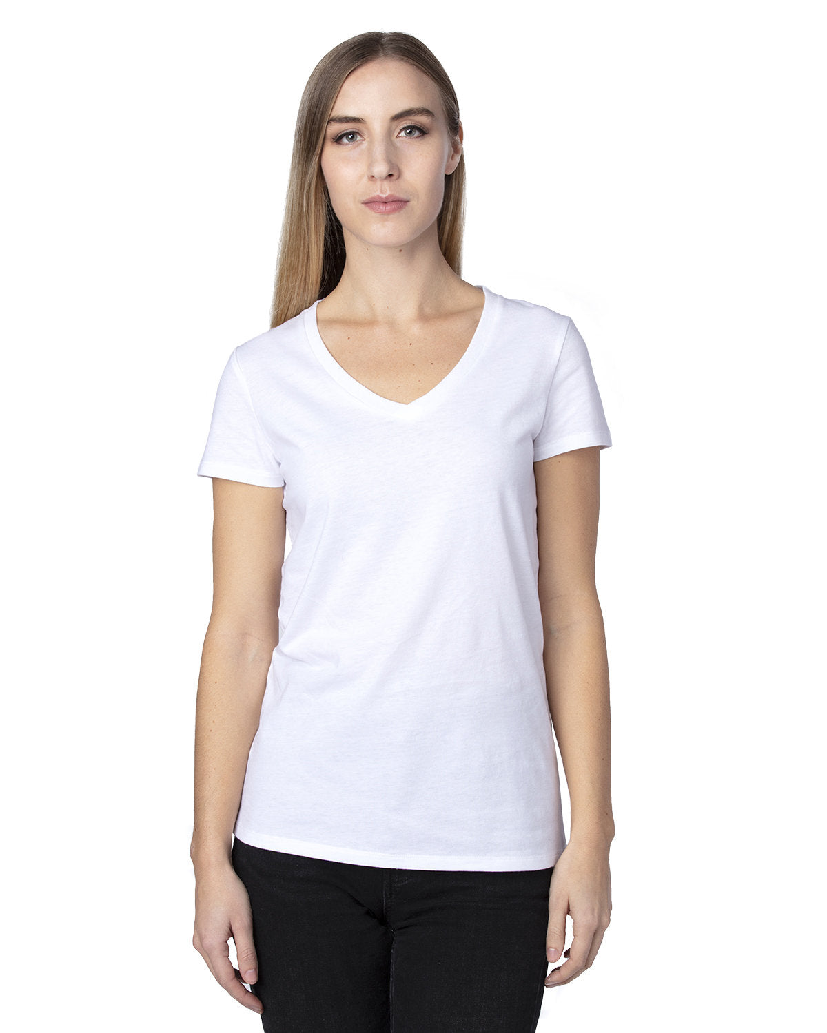 000245 THREADFAST Ladies' Ultimate CVC V-Neck T-Shirt