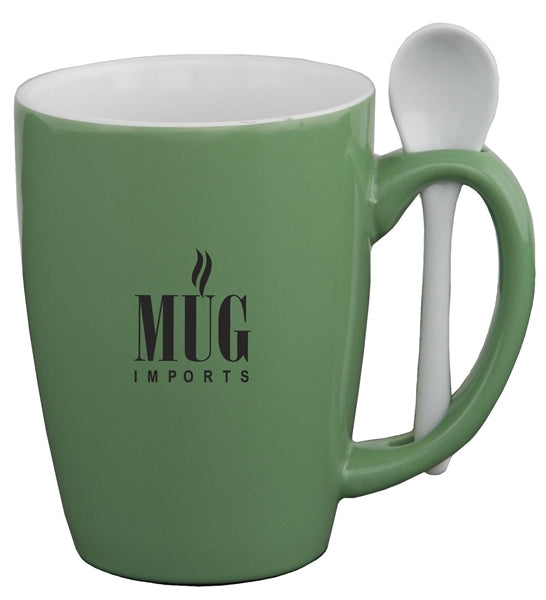 ~ Ursa Endeavor 16oz 2tone green/white mug w/spoon
