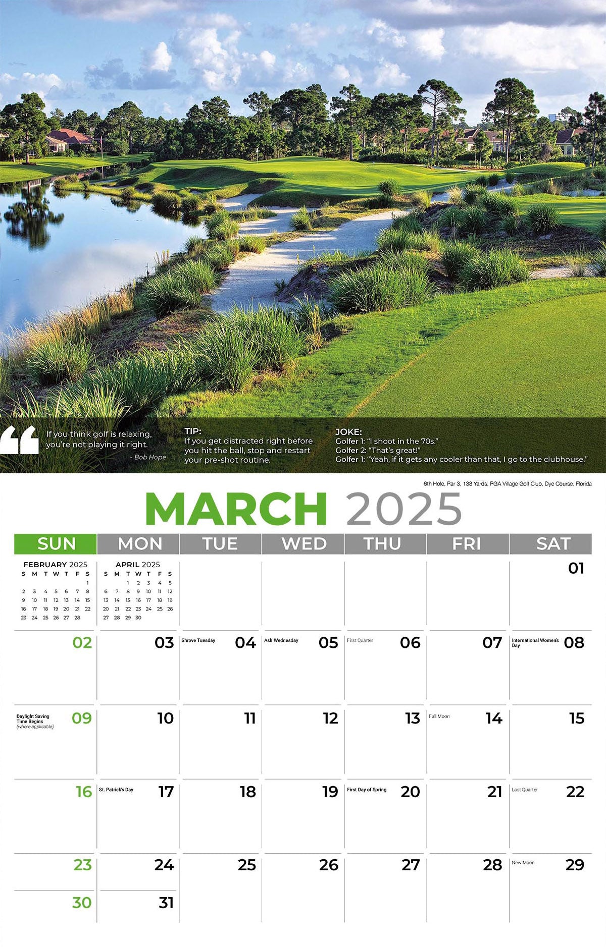 Galleria Wall Calendar 2025 Golf Tips