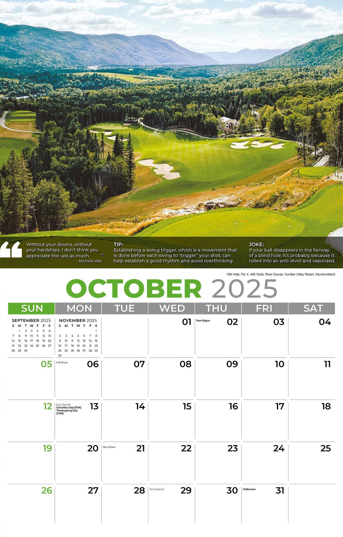 Galleria Wall Calendar 2025 Golf Tips