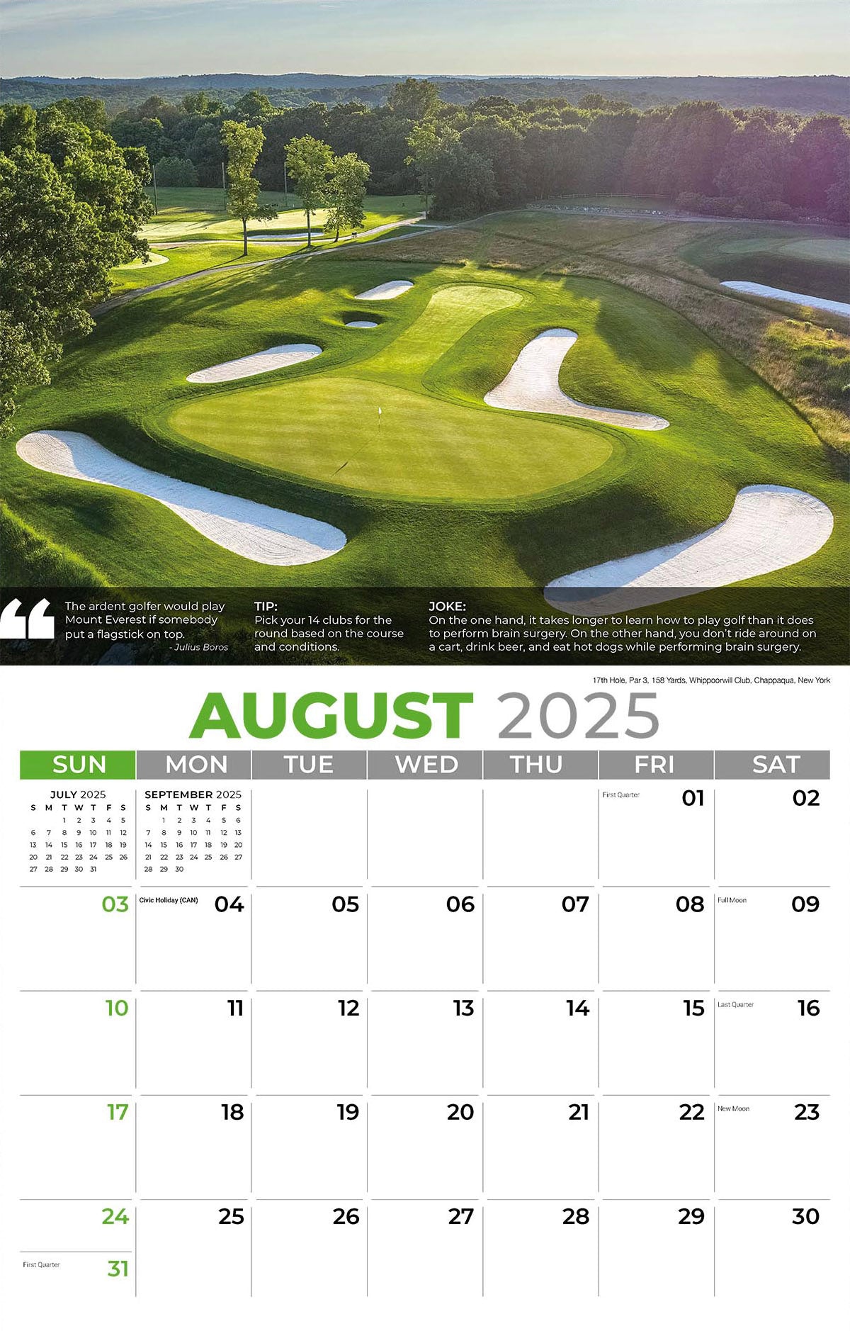 Galleria Wall Calendar 2025 Golf Tips
