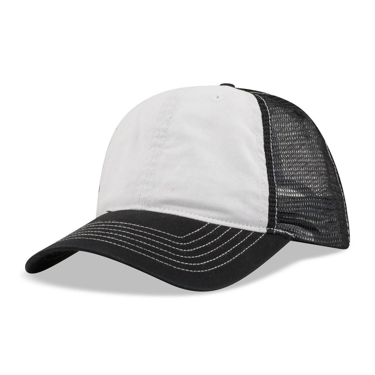 Bio-Washed Cotton Twill Front Cap w/Soft Mesh Sides & Back
