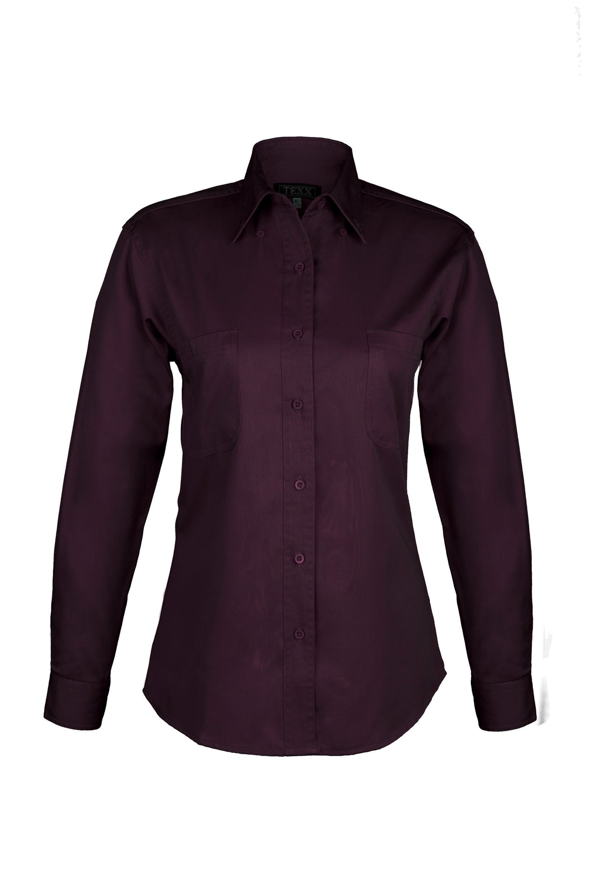 Ladies Cotton Blend Twill Long Sleeve Shirt (CHOCOLATE) (XS-3XL)