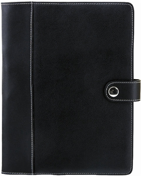 Book Cover black pebbled leather w/white stitch
