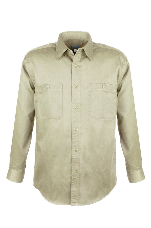 Men's Cotton Blend Twill Long Sleeve Shirts (STONE) (XS-5XL)
