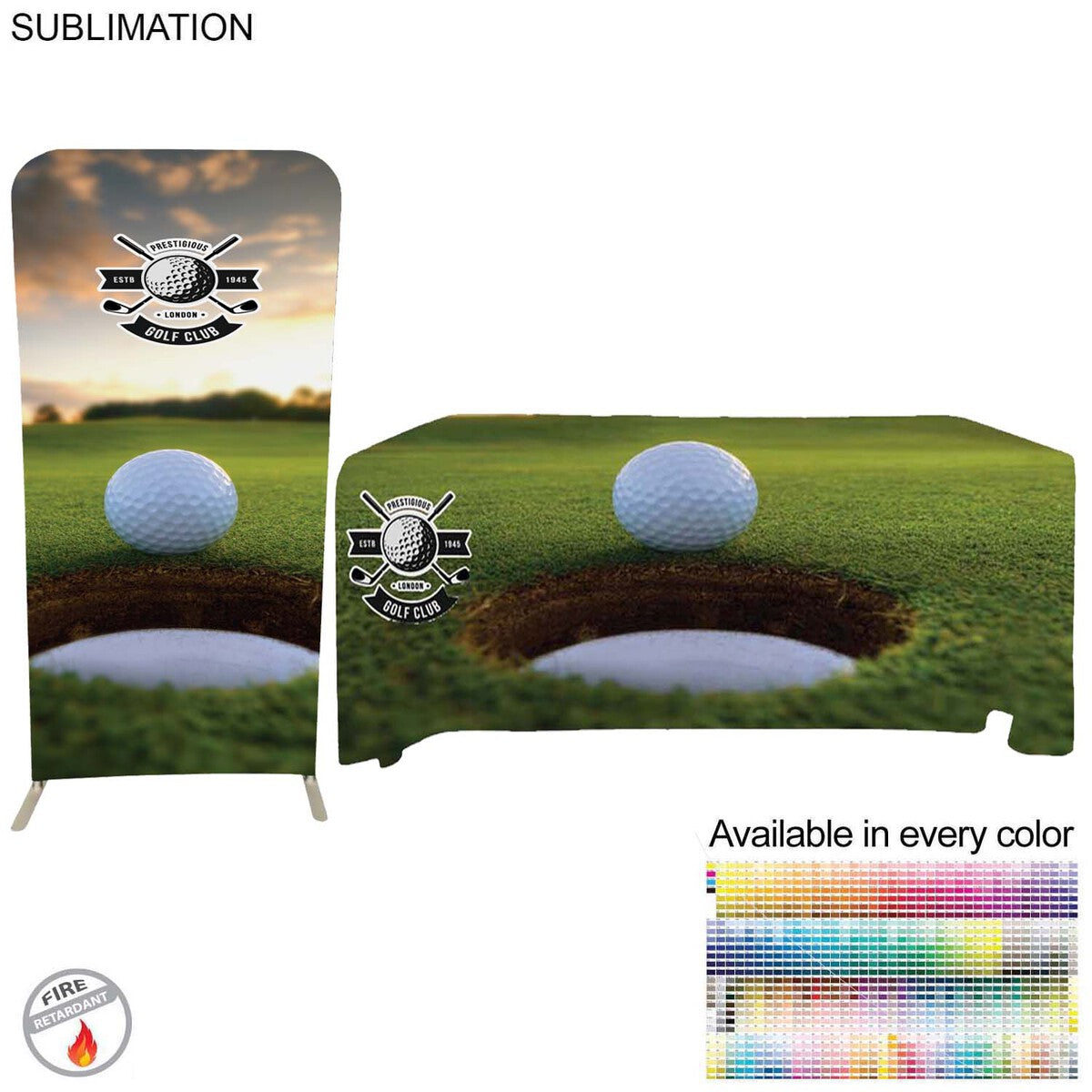 Tradeshow Booth Package Sleek, 3'wide Skinny EuroFit Wall Display + PREMIUM 6' Sublimated Tablecloth