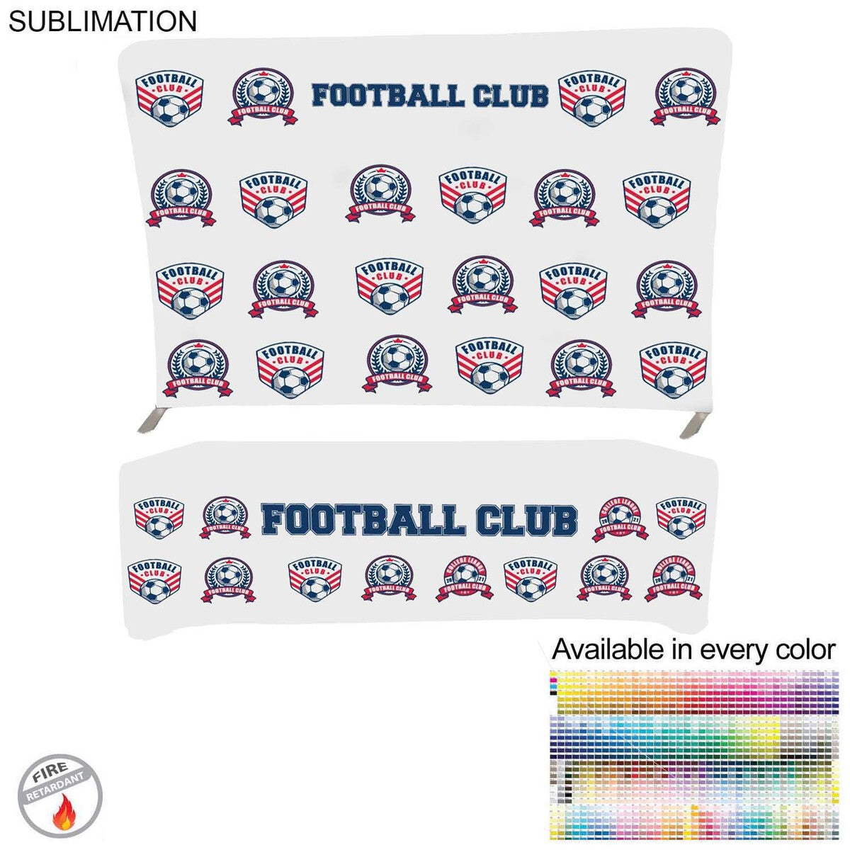 Tradeshow Booth Package Supreme, 10' EuroFit Wall Display and PREMIUM 8' Sublimated Tablecloth