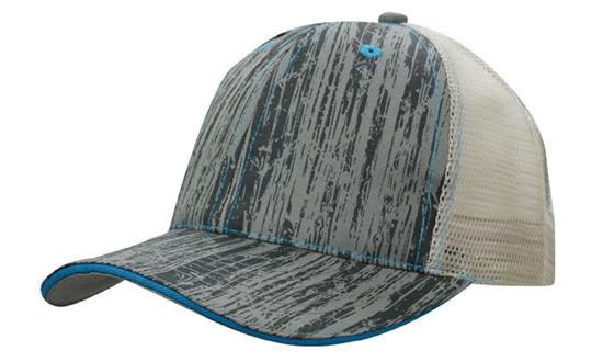 Wood Printed Cap w/Stone Mesh Back