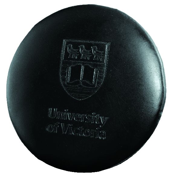 Firm Leather single round coaster black