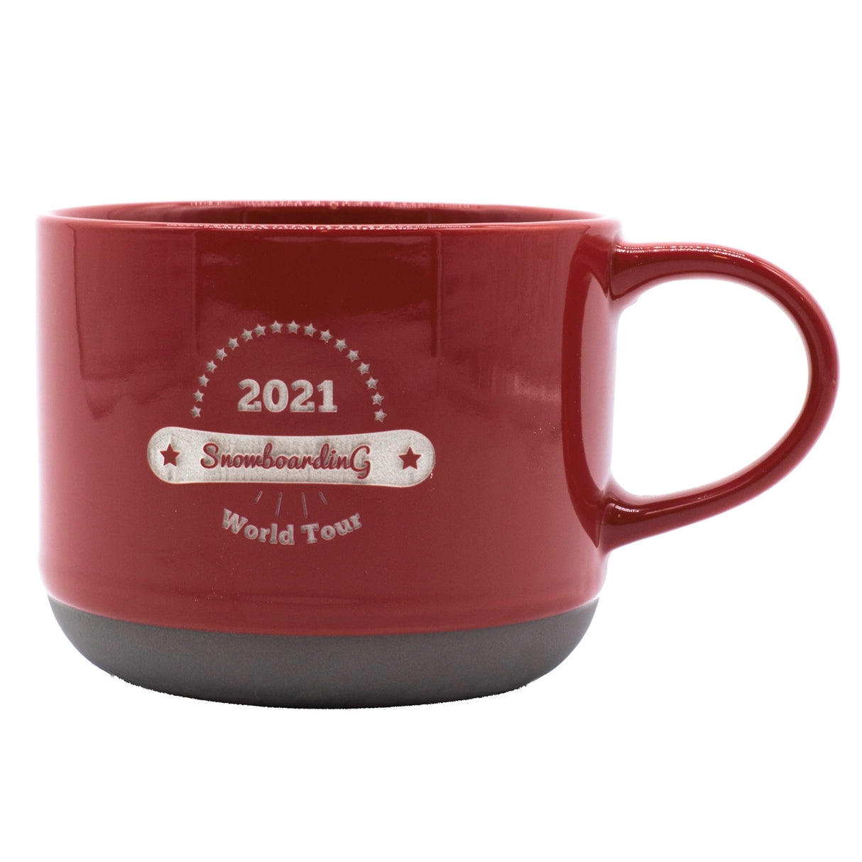 Alana 17oz mug red/grey bottom trim in a Ripple gift box - Etched