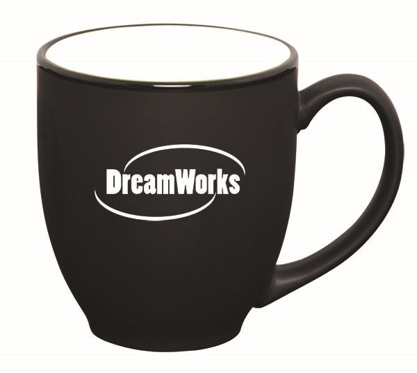 Bistro 16oz 2tone black/white ceramic mug in Ripple gift box