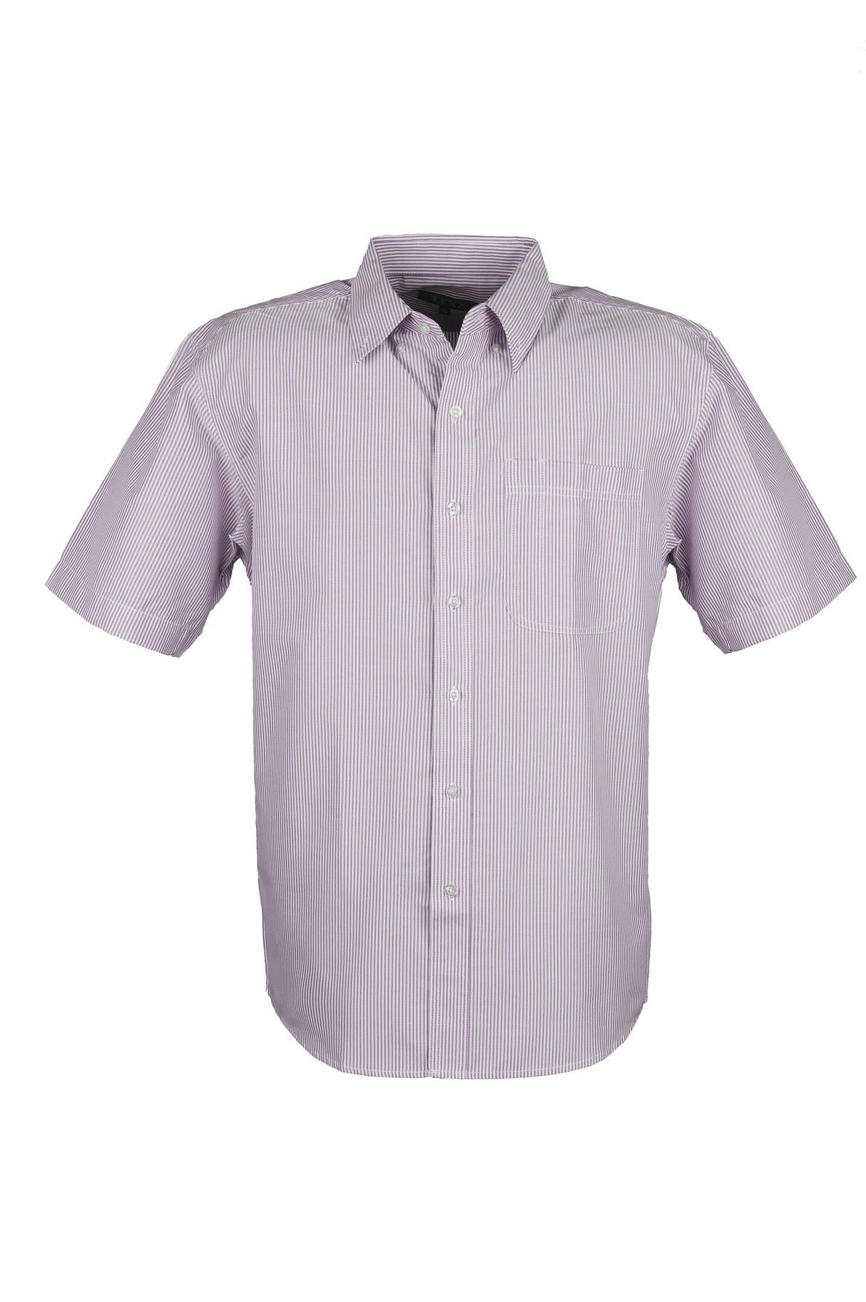 Men's Cotton Blend Oxford Striped Short Sleeve Shirt (Burgundy) (XS-5XL)