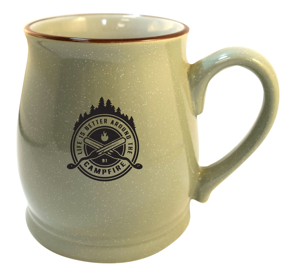 Gibson 16oz reactive glaze ceramic mug speckled green/brown