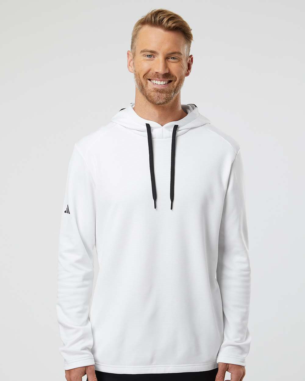 Adidas® Textured Mixed Media Hooded Sweatshirt