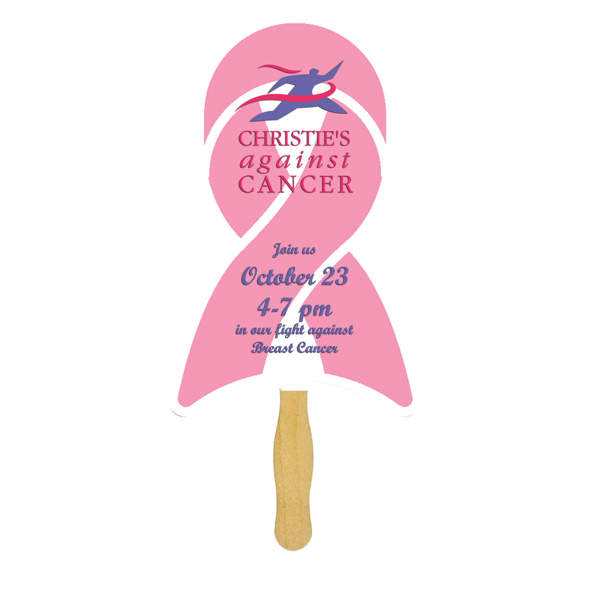 Ribbon Sandwiched Hand Fan (2 Side/Four Color Process)