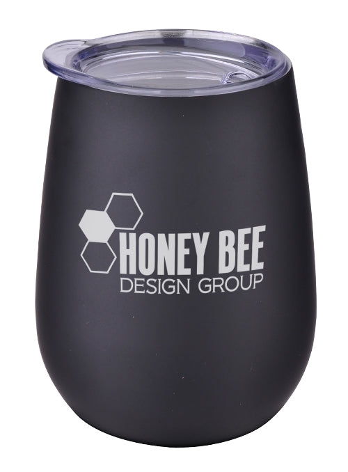 Nassau 10oz stainless steel tumbler with clear lid black satin finish