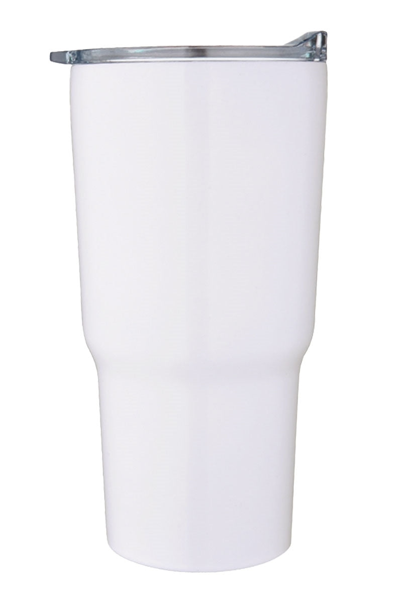 Minto 20oz double wall stainless steel mug with push on lid, white