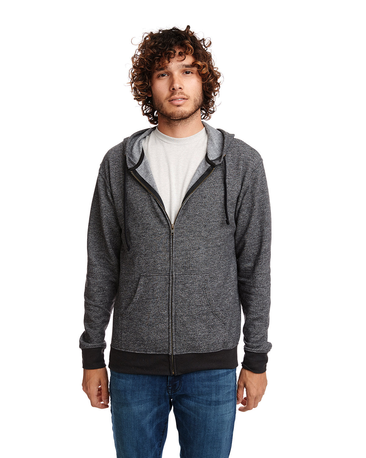 NEXT LEVEL APPAREL Adult Pacifica Denim Fleece Full-Zip Hooded Sweatshirt