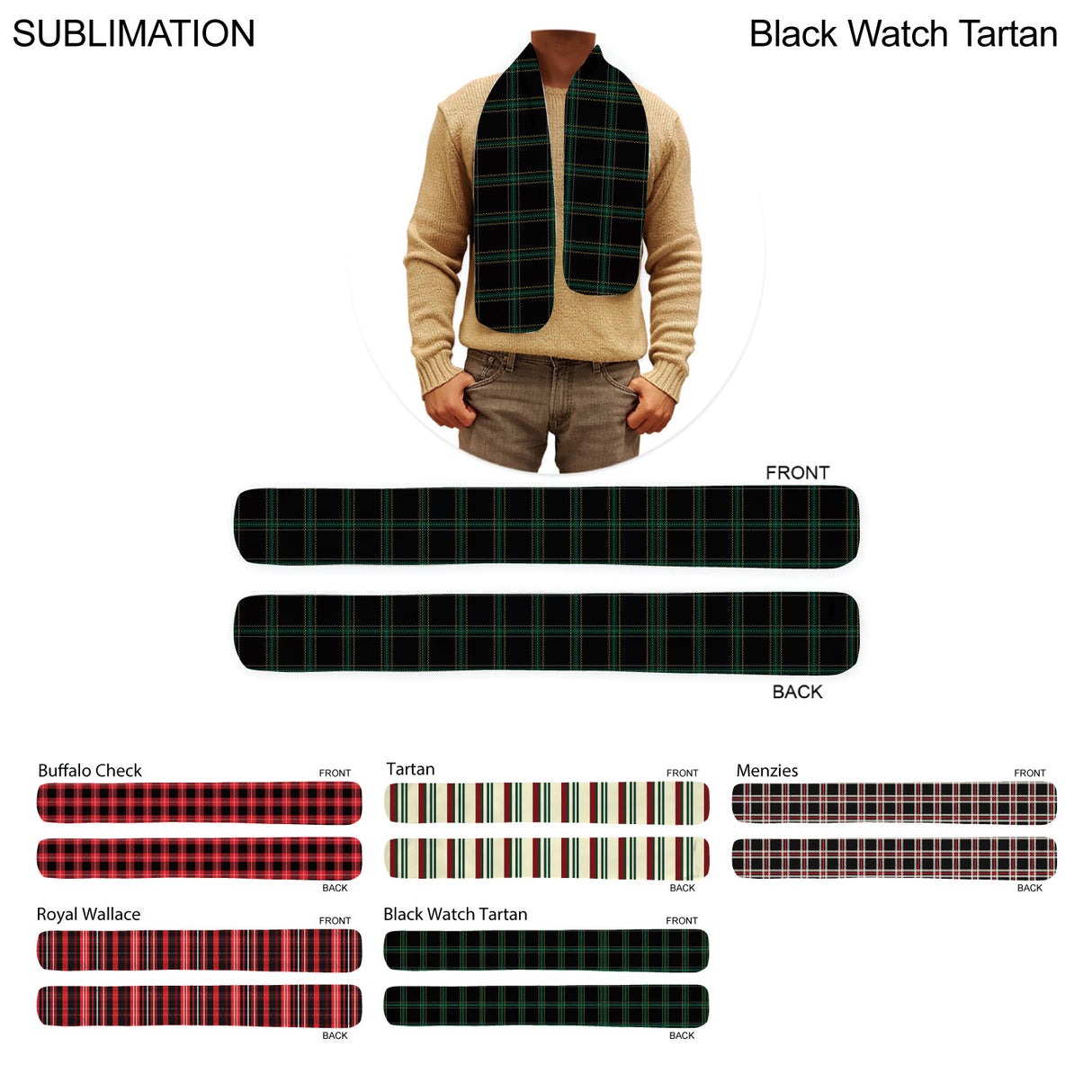 Stock Plaid Design Festive, Holiday Fashion Scarf, 6x50, Sublimated Edge to Edge 2 sides