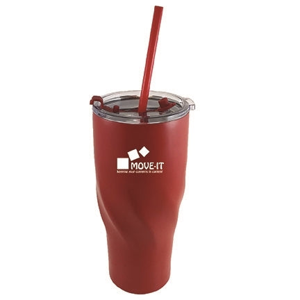 Twister 700ml vacuum stainless steel tumbler red w/clear lid red straw