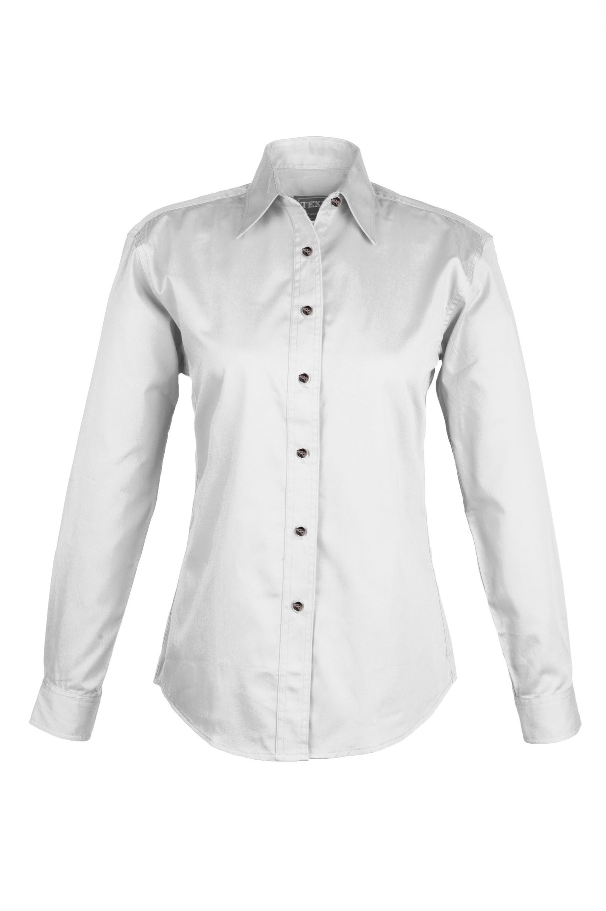 LADIES EASY CARE COTTON BLEND DRESS SHIRTS Long Sleeve(WHITE) (XS-3XL)