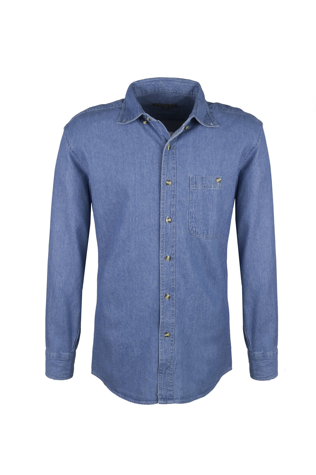 Men's Promotional White Top Stitch Long Sleeve Denim Shirts Tall (LT-3XLT)