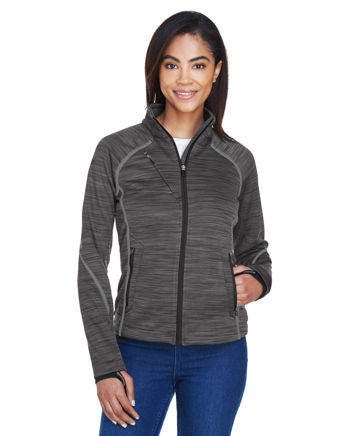 NORTH END SPORT RED Ladies' Flux Mélange Bonded Fleece Jacket