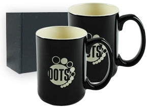 ~ Hanna 14oz 2tone black/cream mug set of 2 in Jet gift box