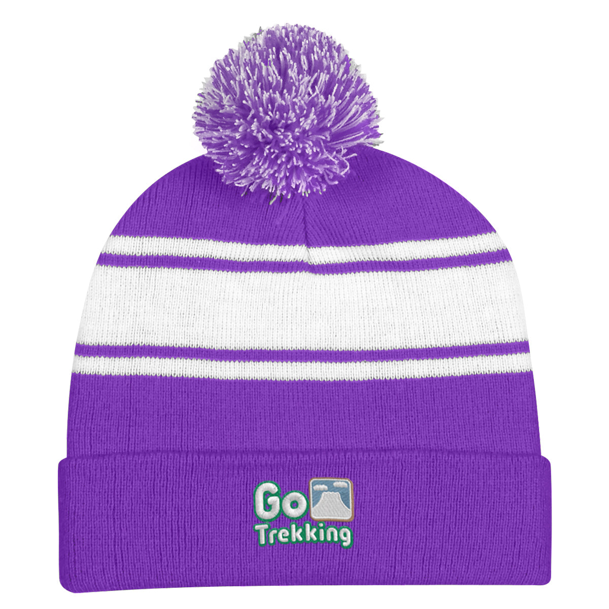 Two-tone Knit Pom Beanie With Cuff