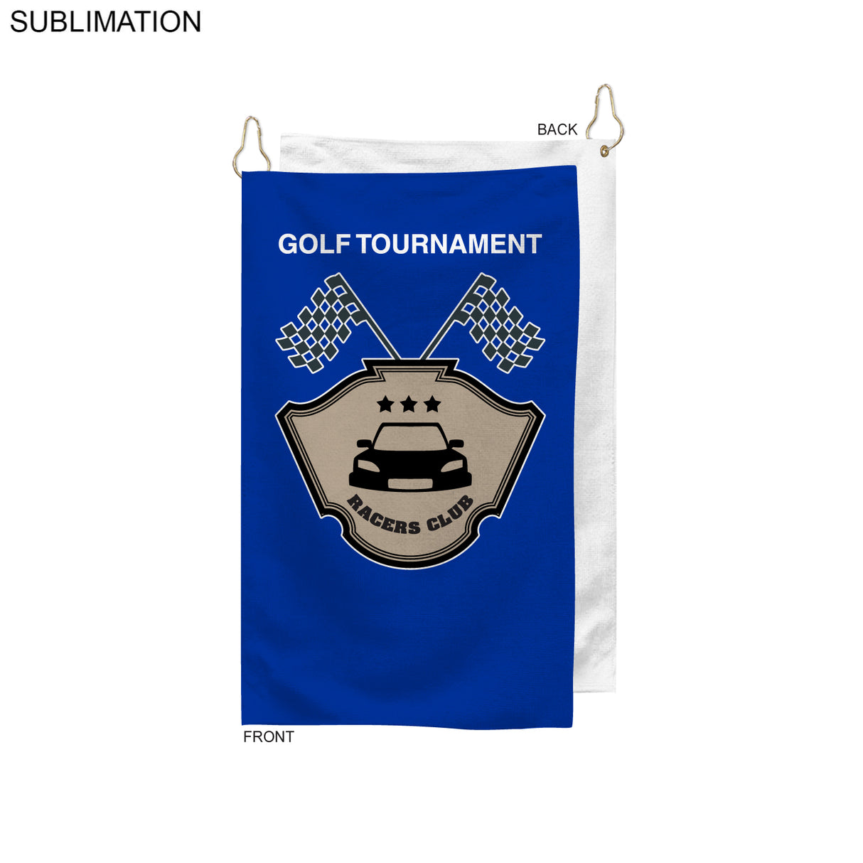 Colored Microfiber Dri-Lite Terry Golf Towel, Finished size 15x25, Nofold Grommet & Hook, Sublimated