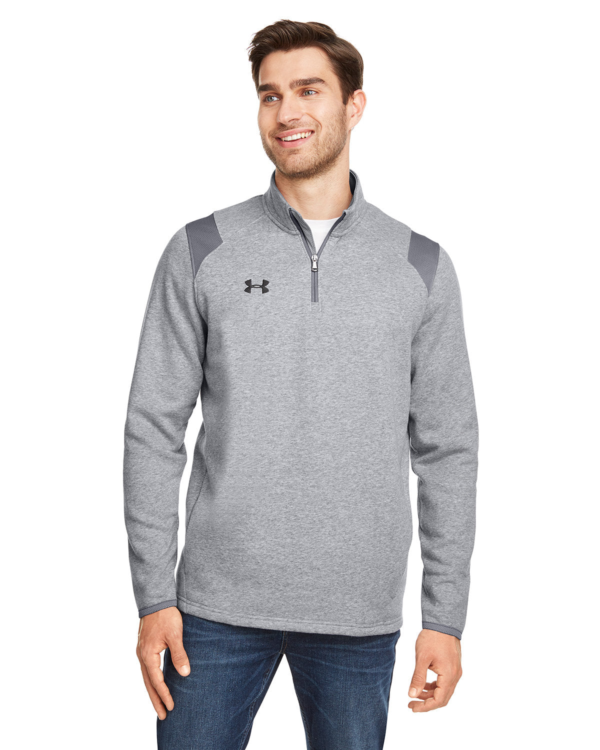 UNDER ARMOUR Men's Hustle Quarter-Zip Pullover Sweatshirt