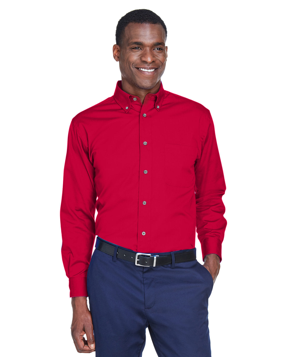 Harriton Men's Easy Blend? Long-Sleeve Twill Shirt with Stain-Release