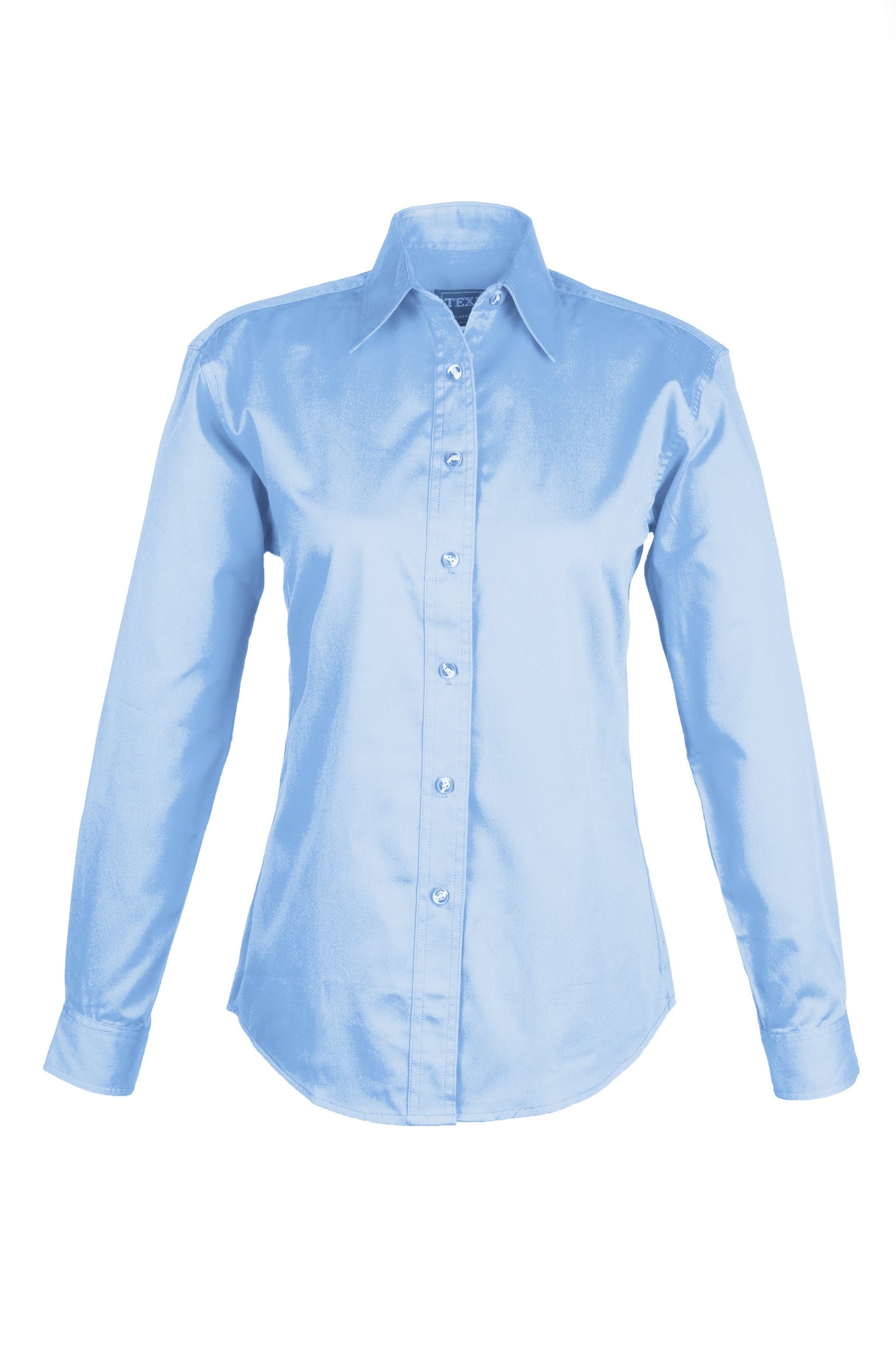 LADIES EASY CARE COTTON BLEND DRESS SHIRTS Long Sleeve(POWDER BLUE) (XS-3XL)