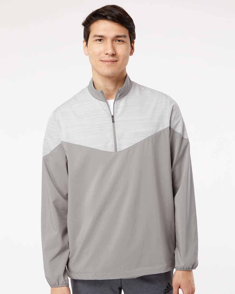 Adidas® Heather Chevron Quarter Zip Wind Pullover