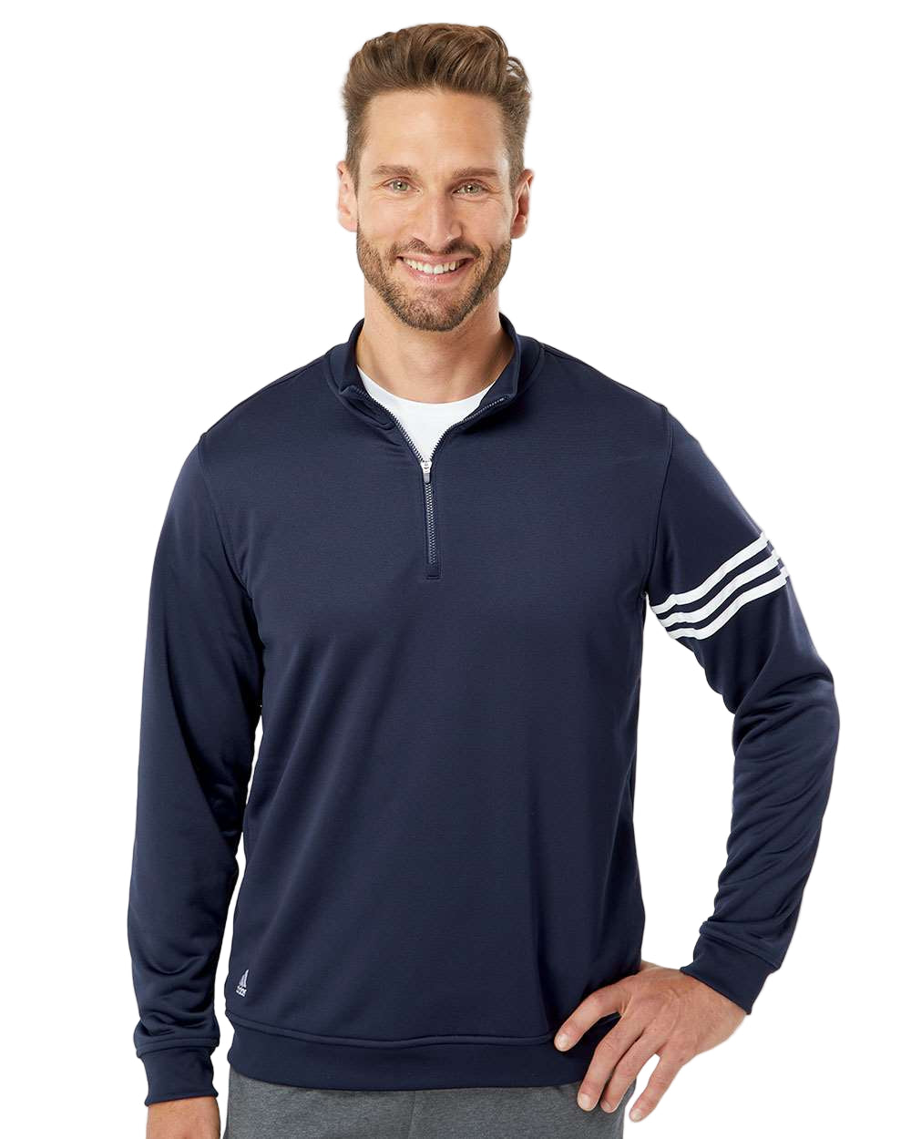 Adidas ClimaLite 3 Stripes French Terry Quarter Zip Pullover