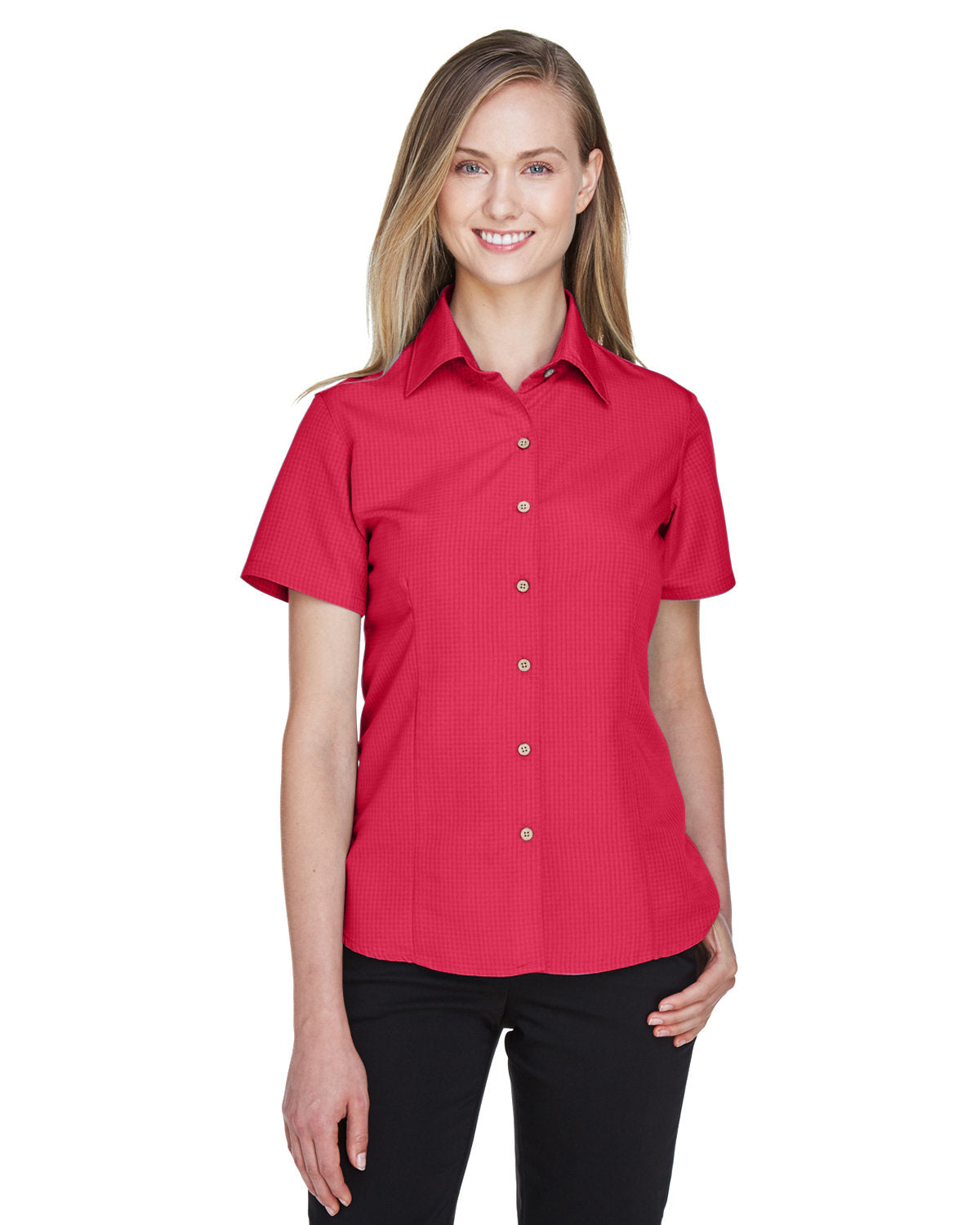 Harriton Ladies' Barbados Textured Camp Shirt