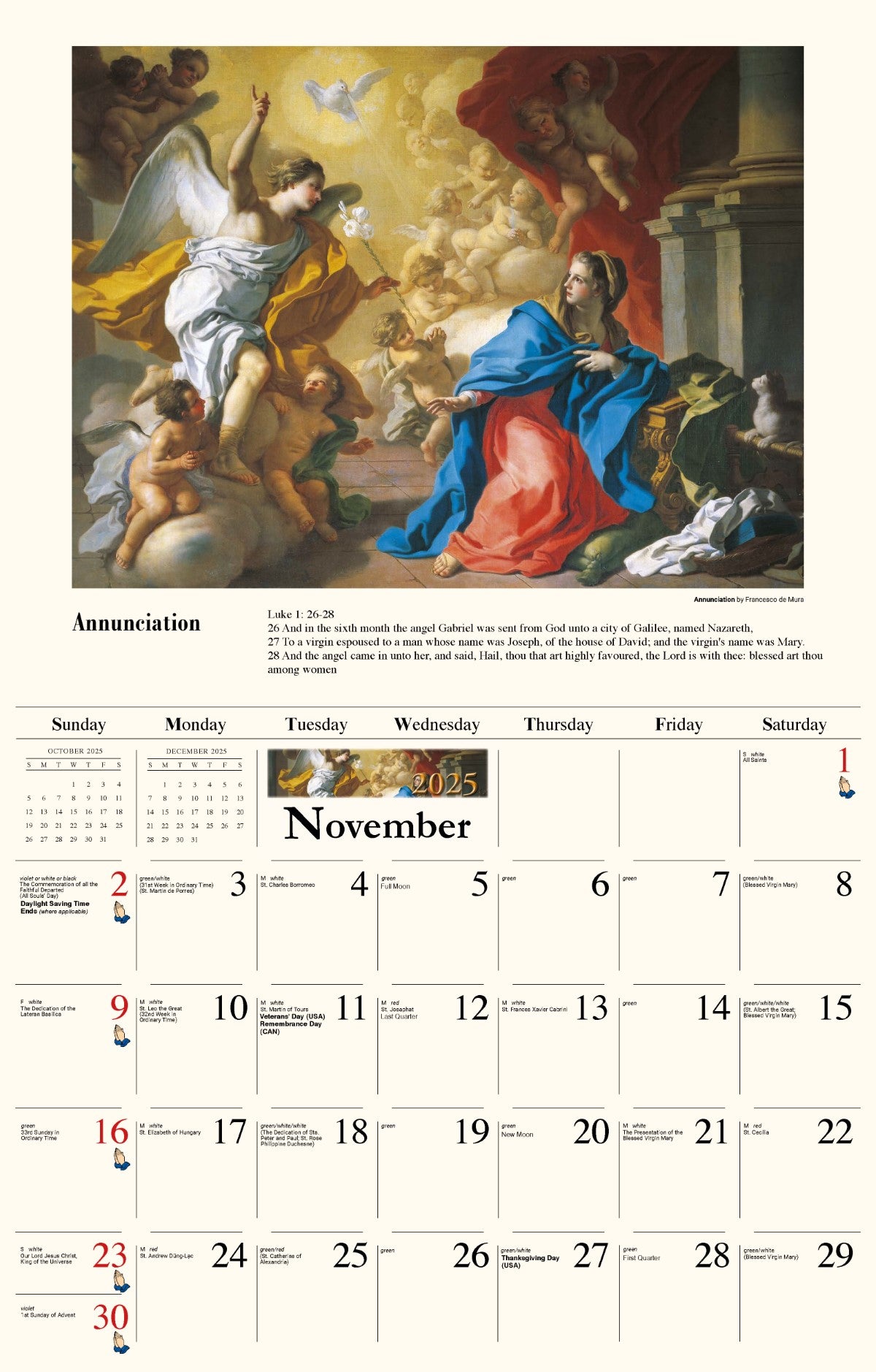 Galleria Wall Calendar 2025 Catholic Inspirations Eng.